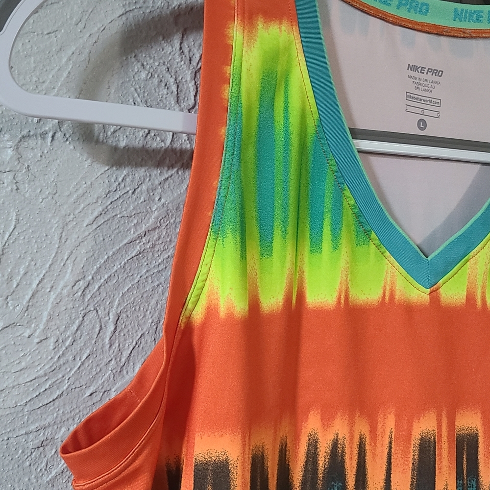 Nike Pro women's tank top sport wear striped multi Vibrant Striped Tank Top - Picture 7 of 12